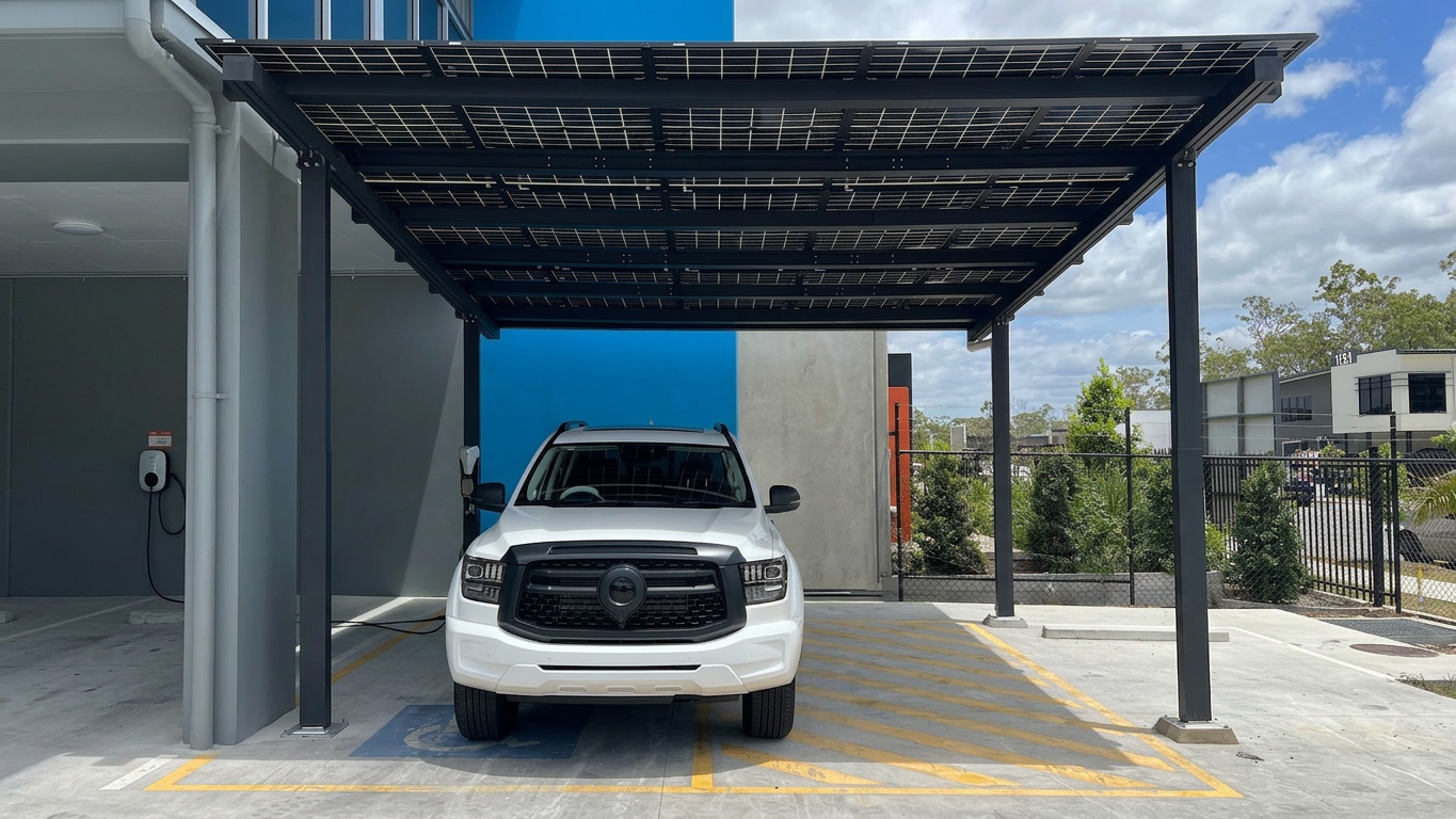 Sipo solar carport — energy-integrated architecture